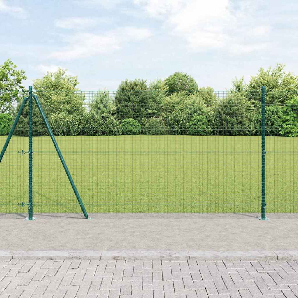 Keermestatud Traadi Aed 13 Flanged Postidega Roheline 1.2x25 m Teras