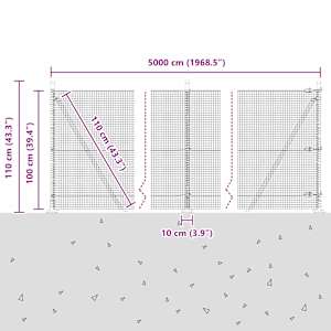 Svařovaná drátěná plotina s betonovou základnou 50 x 1 m Zelená - obrázek 15