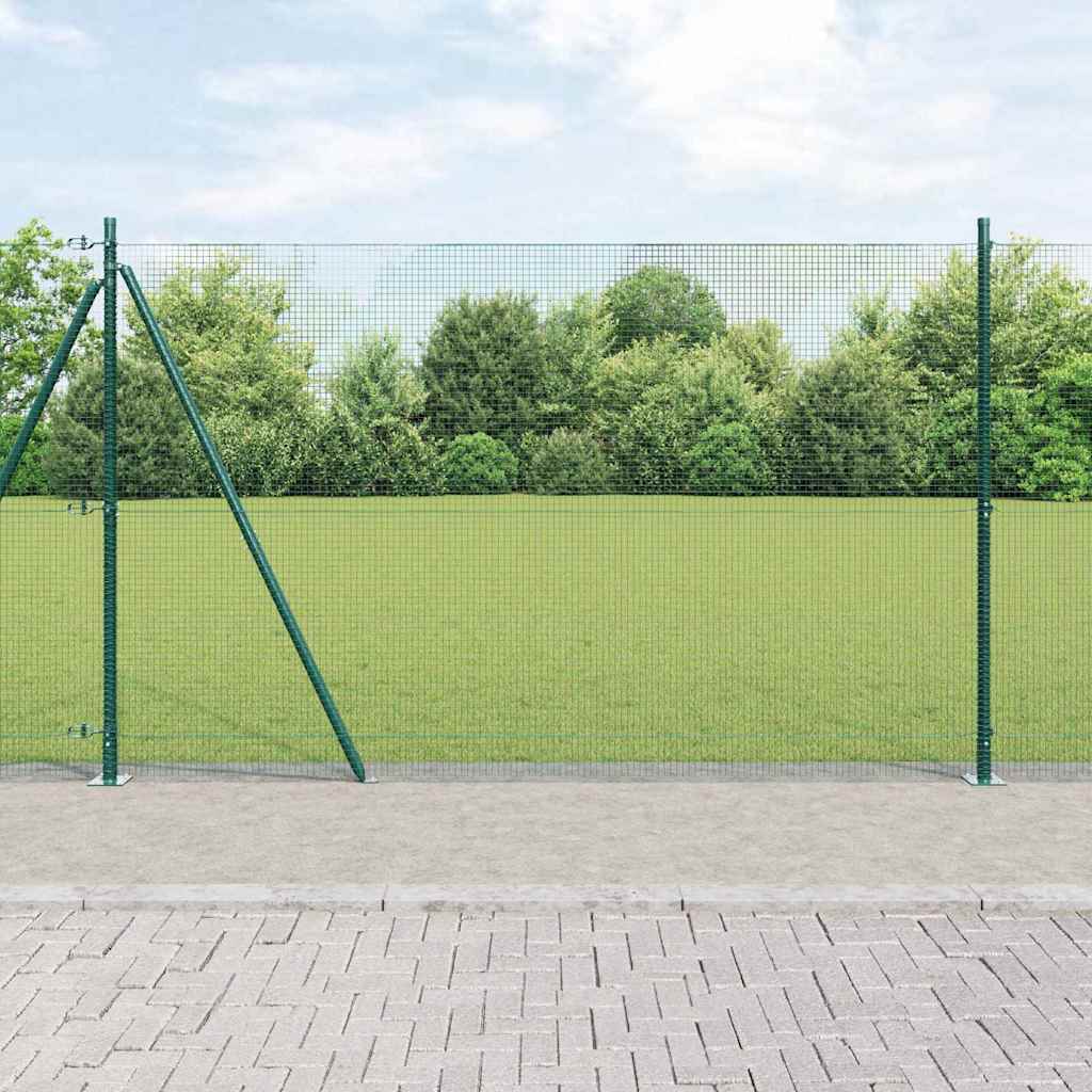 Svejset trådhegn med 13 flangerede stolper Grøn 1,4x50 m Stål