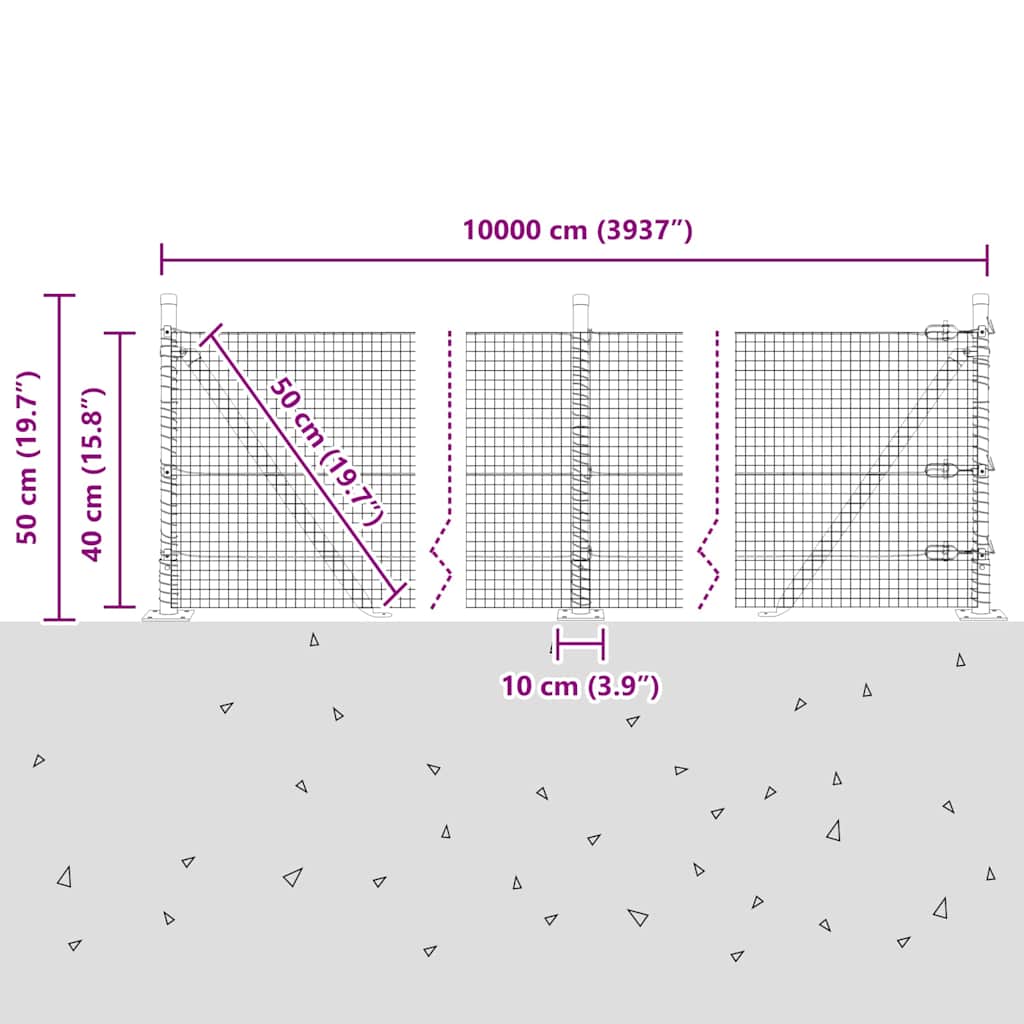 Plotový sloupek. Zelená 100 x 0,4 m (19 x 19 mm síť) Ocel a PVC - obrázek 15