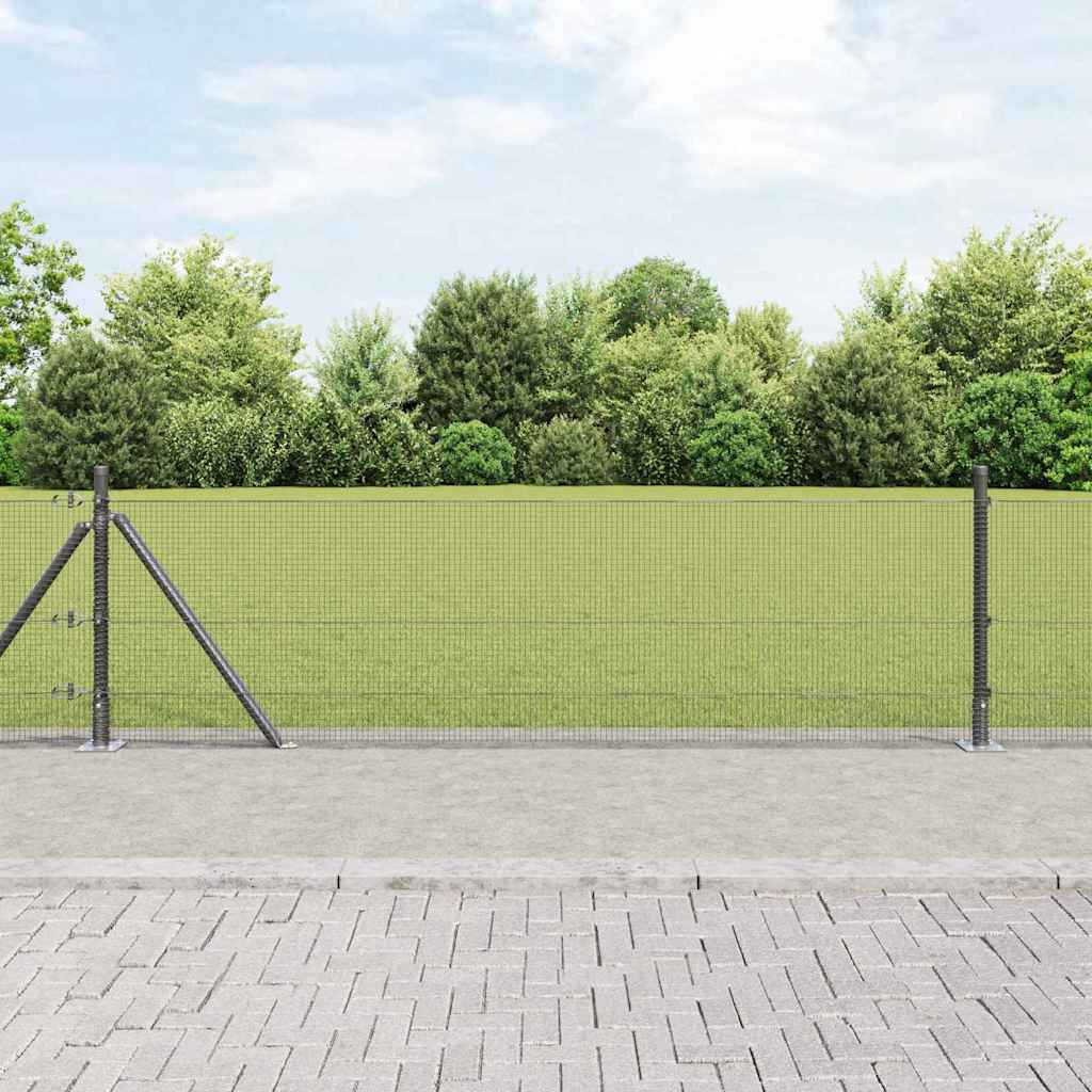 Hegn Stang Sæt Sæt af 2 Grå Stål 10 x 0.5 m Hårdt Hegn Stang