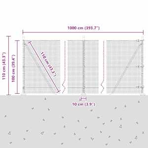 Svařovaná drátěná plotina s betonovou základnou 10 x 1 m Šedá - obrázek 15