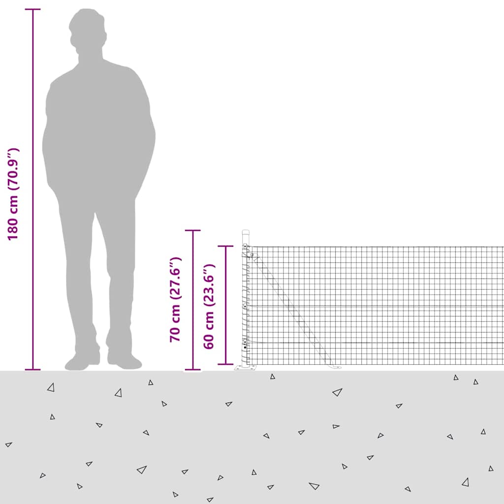 Plotový sloupek. Šedá 25 x 0,6 m (25 x 25 mm síť) Ocel a PVC - obrázek 17