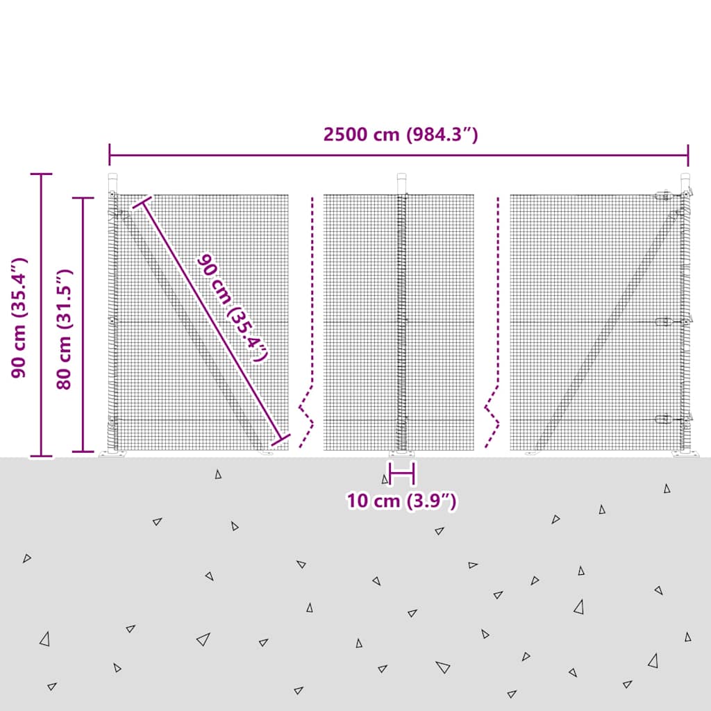 Plotový sloupek. Šedá 25 x 0,8 m (12 x 12 mm mřížka) Ocel a PVC - obrázek 15