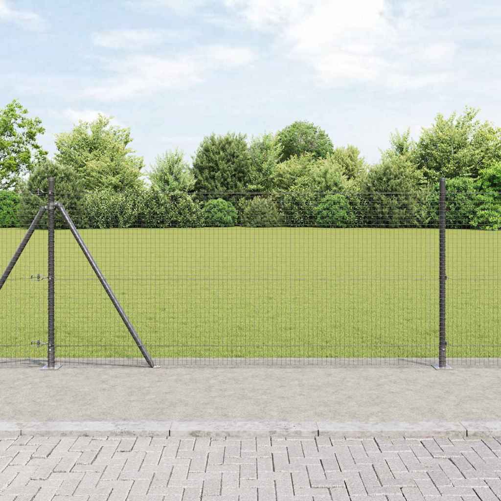 svejsede trådhegn med 13 flangede stolper Grå 1 x 25 m Stål