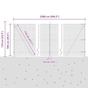Svařovaná drátěná plotina s betonovou základnou 25 x 1 m Šedá - obrázek 15