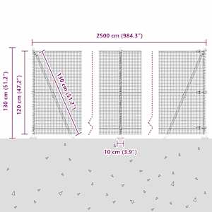 Plotový sloupek. Šedá 25 x 1,2 m (12 x 12 mm síť) Ocel a PVC - obrázek 15