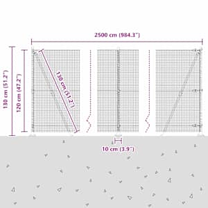 Svařovaná drátěná plotina s betonovou základnou 25 x 1,2 m Šedá - obrázek 14