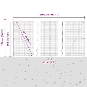 Plotový sloupek. Šedá 25 x 1,6 m (25 x 25 mm síť) Ocel a PVC - obrázek 15