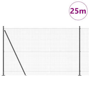 Plotový sloupek. Šedá 25 x 1,6 m (25 x 25 mm síť) Ocel a PVC - obrázek 3