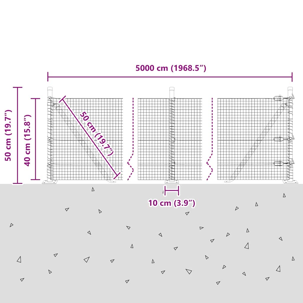 Plotový sloupek. Šedá 50 x 0,4 m (19 x 19 mm síť) Ocel a PVC - obrázek 15