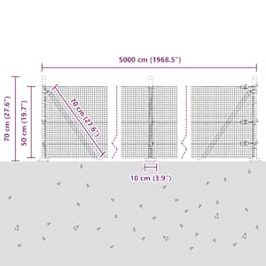 Svařovaná drátěná plotina s betonovou základnou 50 x 0,5 m Šedá - obrázek 15
