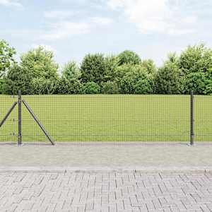 Plotový sloupek. Šedá 50 x 0,5 m (25 x 25 mm síť) Ocel a PVC - obrázek 1
