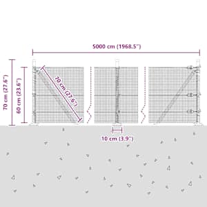 Svařovaná drátěná plotina s betonovou základnou 50 x 0,6 m Šedá - obrázek 15