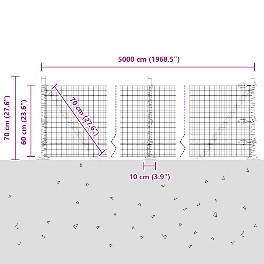 Plotový sloupek. Šedá 50 x 0,6 m (mesh 19 x 19 mm) Ocel a PVC - obrázek 15