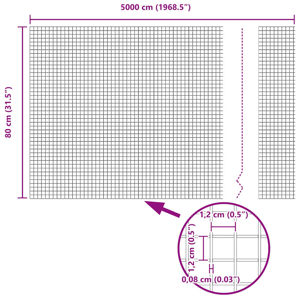 Plotový sloupek. Šedá 50 x 0,8 m (síť 12 x 12 mm) Ocel a PVC - obrázek 16