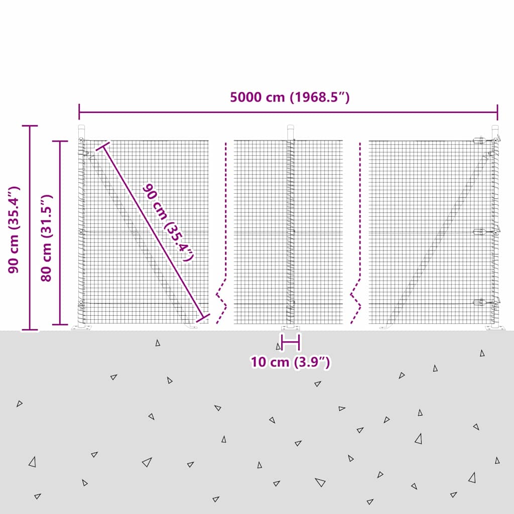 Plotový sloupek. Šedá 50 x 0,8 m (19 x 19 mm síť) Ocel a PVC - obrázek 15