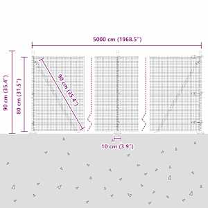 Svařovaná drátěná plotina s betonovou základnou 50 x 0,8 m Šedá - obrázek 15
