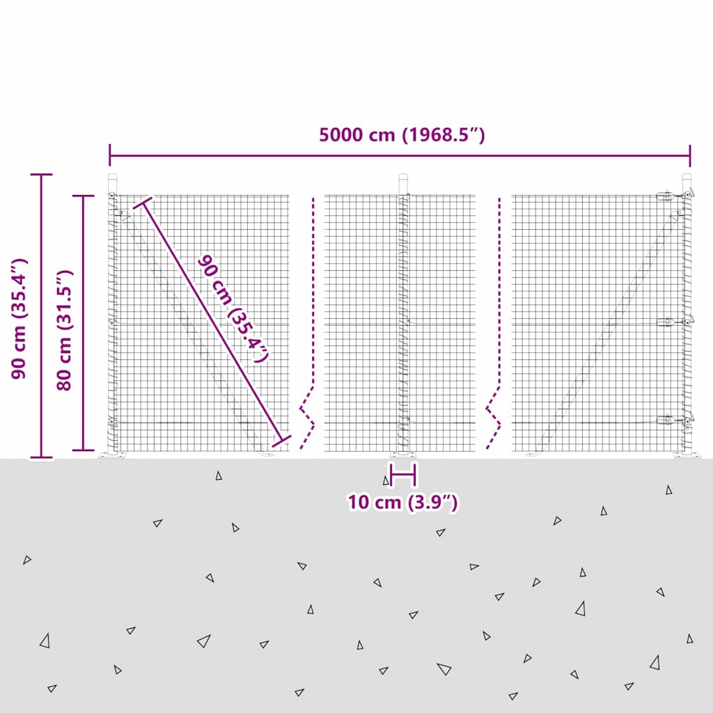 Plotový sloupek. Šedá 50 x 0,8 m (25 x 25 mm síť) Ocel a PVC - obrázek 15