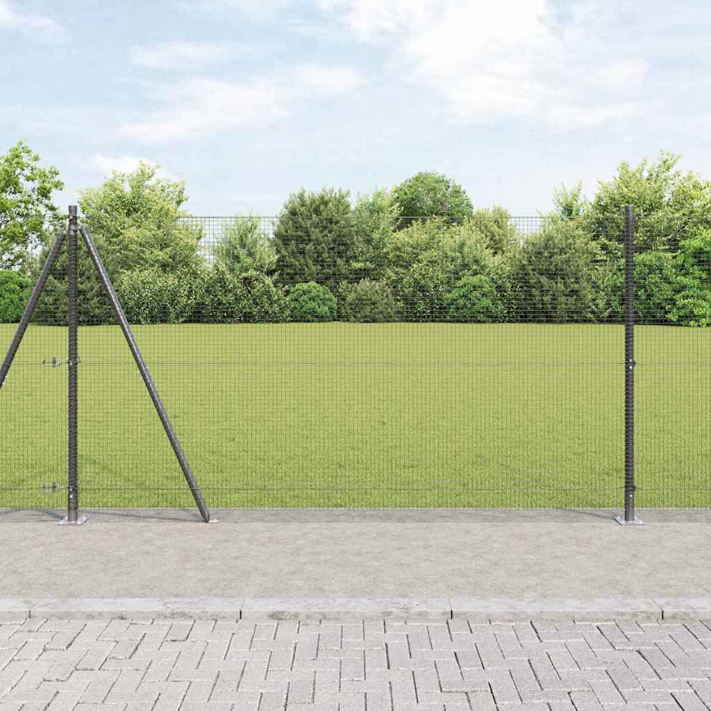 Svejsede trådhegn med 13 flangede stolper Grå 1,2x50 m Stål