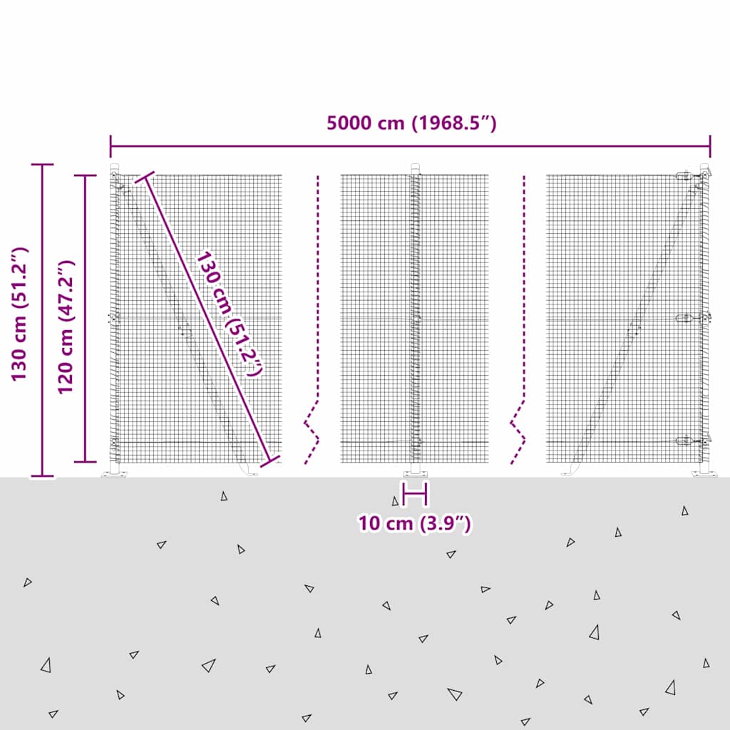 Plotový sloupek. Šedá 50 x 1,2 m (16 x 16 mm síť) Ocel a PVC - obrázek 14