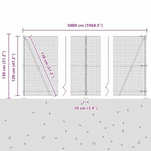 Svařovaná drátěná plotina s betonovou základnou 50 x 1,2 m Šedá - obrázek 14