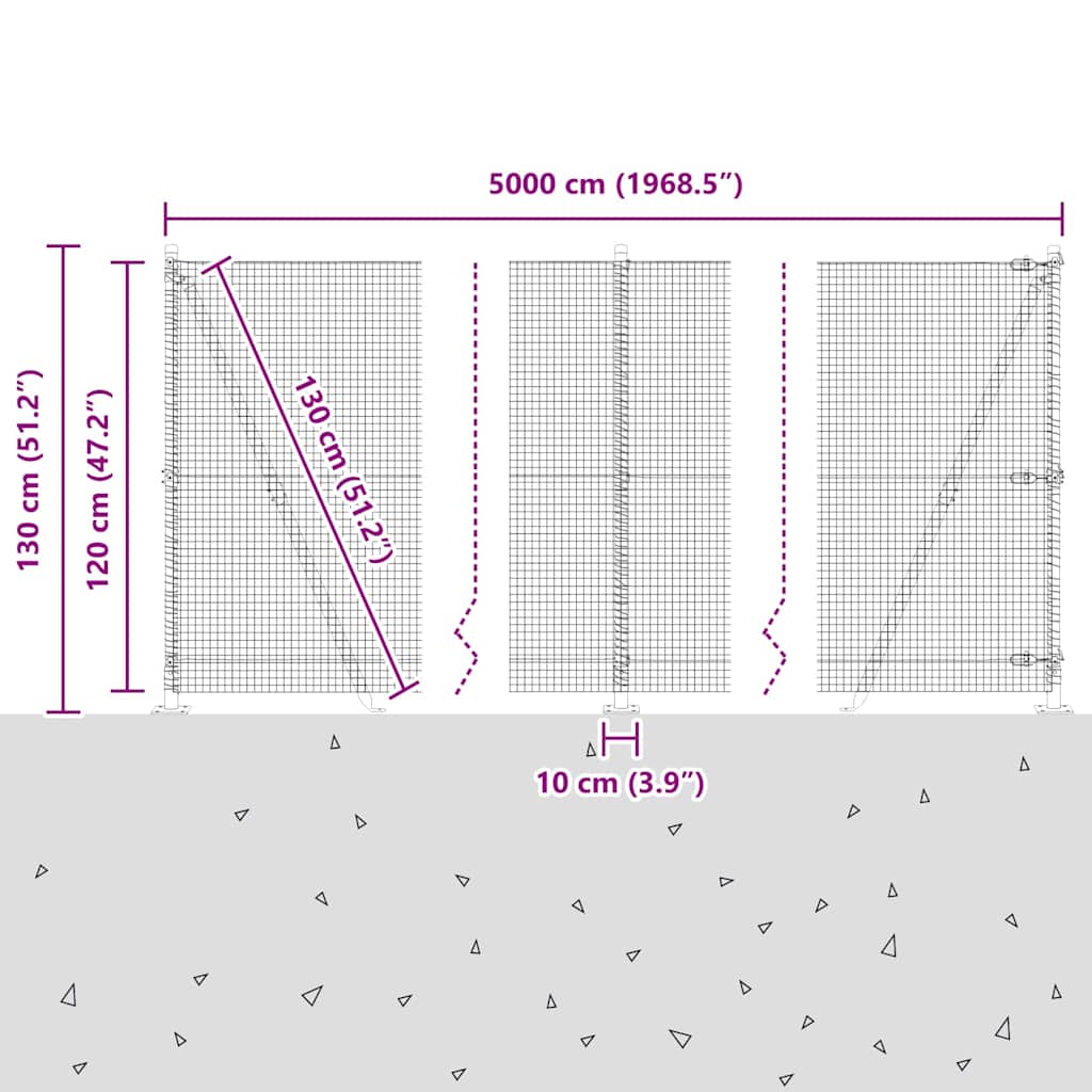 Plotový sloupek. Šedá 50 x 1,2 m (19 x 19 mm síť) Ocel a PVC - obrázek 15