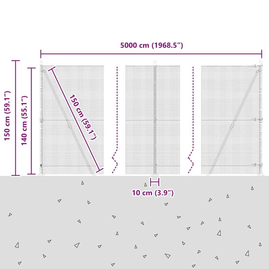 Plotový sloupek. Šedá 50 x 1,4 m (16 x 16 mm síť) Ocel a PVC - obrázek 15