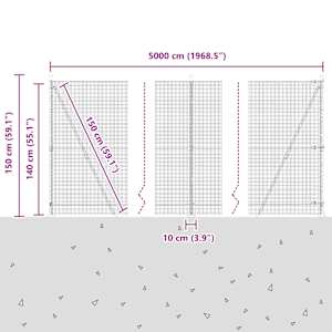 Svařovaná drátěná plotina s betonovou základnou 50 x 1,4 m Šedá - obrázek 15