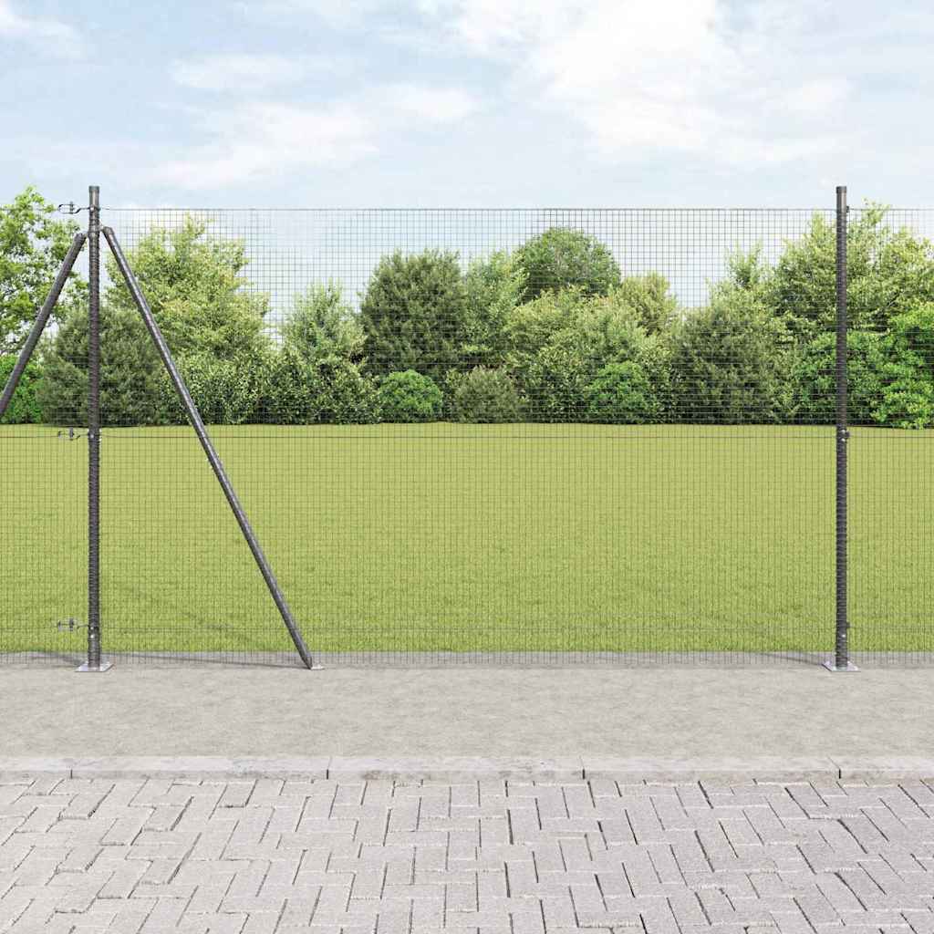 Svejst Trådhegn med 13 Flanged Posts Grå 1.4x50 m Stål