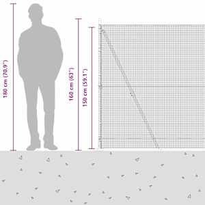 Plotový sloupek. Šedá 50 x 1,5 m (12 x 12 mm síť) Ocel a PVC - obrázek 17