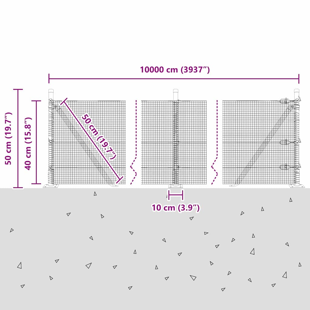 Plotový sloupek. Šedá 100 x 0,4 m (síť 12 x 12 mm) Ocel a PVC - obrázek 15