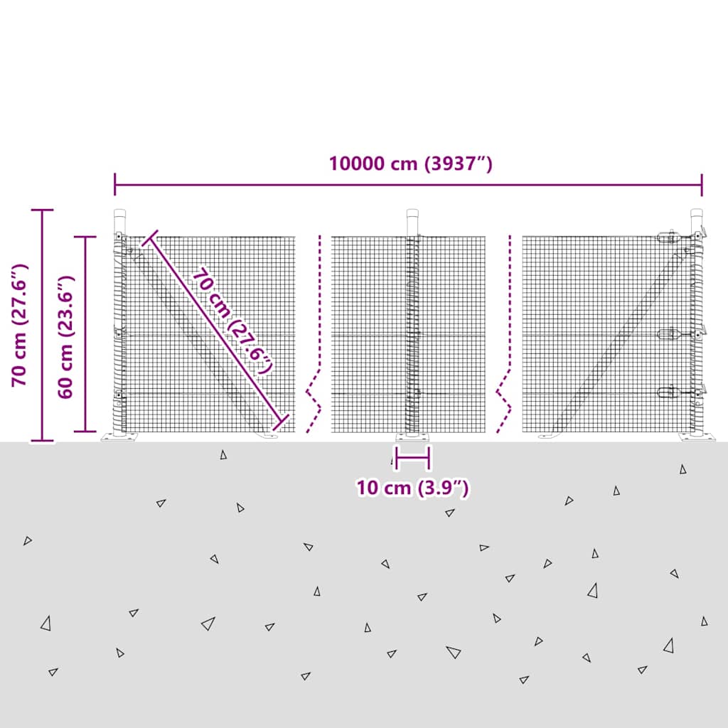 Plotový sloupek. Šedá 100 x 0,6 m (12 x 12 mm síť) Ocel a PVC - obrázek 15