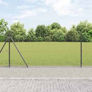 Steber ograje. Siva 100 x 0,8 m (25 x 25 mm mreža) Jeklo in PVC