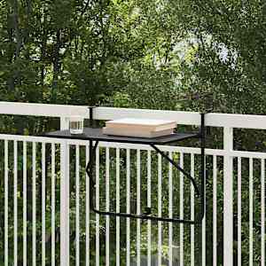 Viseca balkon miza Črna 60 x 39 x 65 cm Jeklo