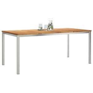 Jídelní stůl 180x90x75 cm Masivní teakové dřevo a nerezová ocel - obrázek 3