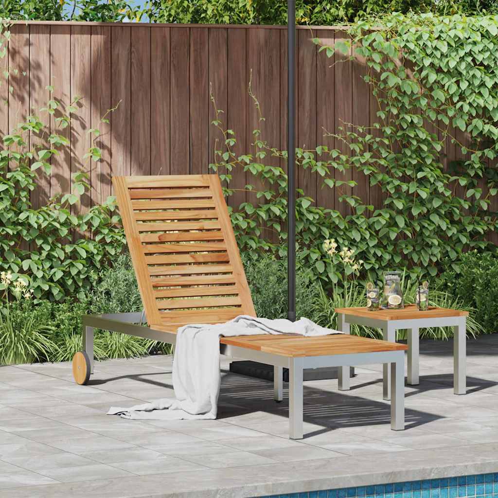 vidaXL Șezlong 1-persoană Maro 207 x 58 x 35cm Lemn masiv de acacia