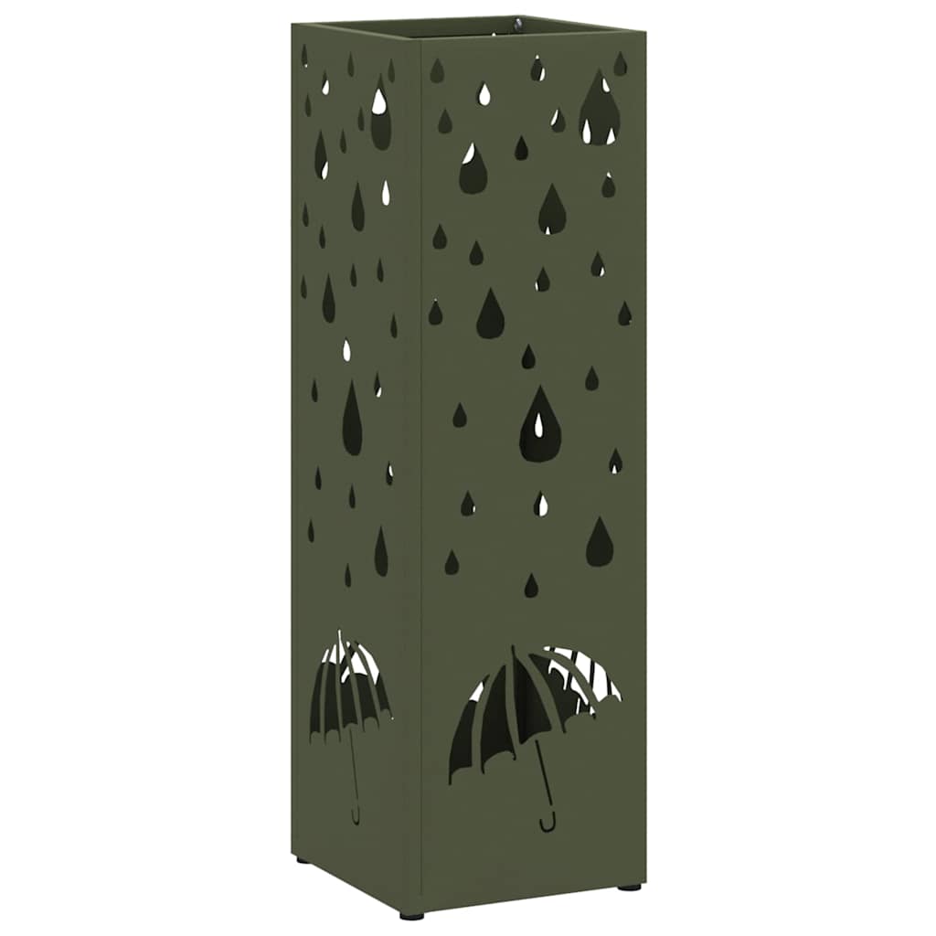 vidaXL Suport de umbrele  Verde oliv Metal Mediu Inserții decorative