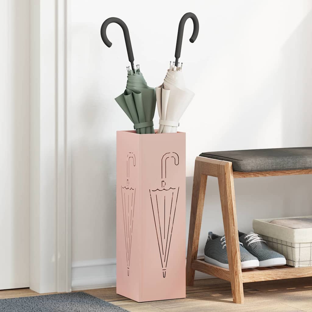 vidaXL Suport pentru umbrele Roz 15.5 x 15.5 x 49 cm Oțel