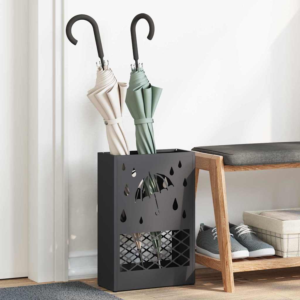 Paraplystativ Sort Metal Medium Paraplystativ Rektangulær