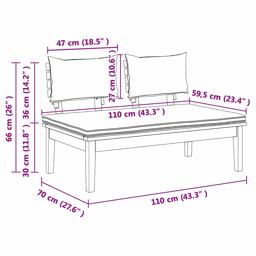 Tuinbank 2 pcs Crème en bruin Massief teakhout image 12