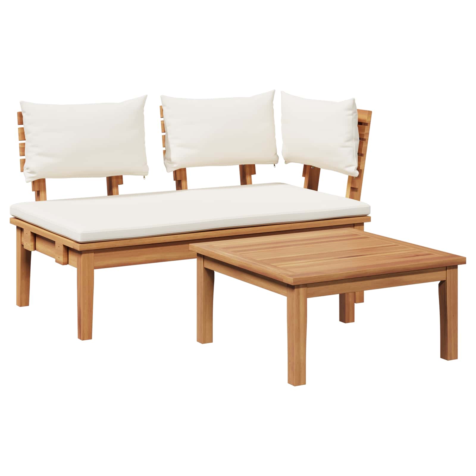 Thumbnail - vidaXL Gartenbank 2 pcs Creme und Braun Massivholz Teak