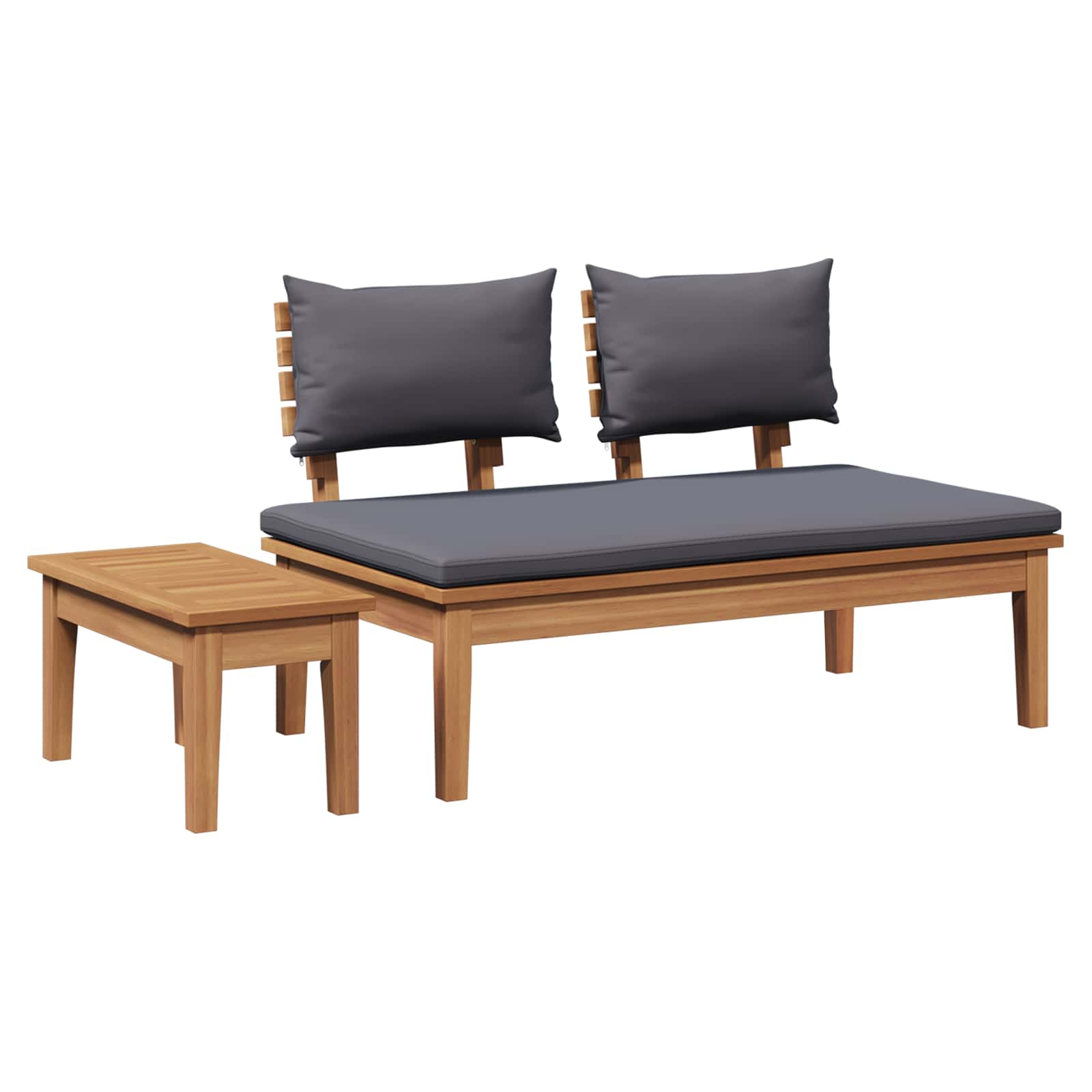 Thumbnail - vidaXL Gartenbank 2 pcs Grau und Braun Massivholz Teak