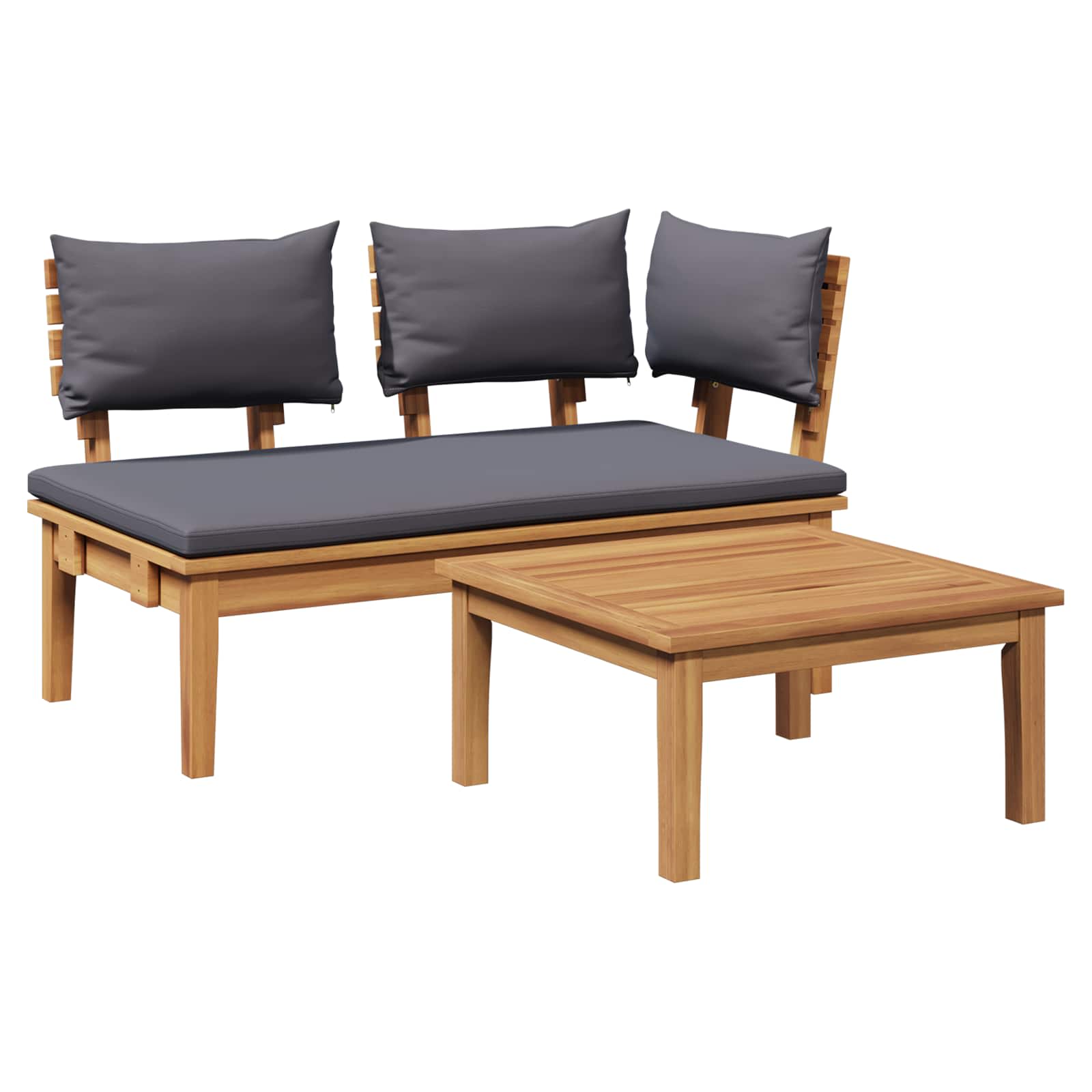 Thumbnail - vidaXL Gartenbank 2 pcs Grau und Braun Massivholz Teak