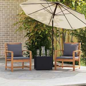 Stol z blazino 2 pcs Rjava in temno siva 65 x 60 x 76,5 cm