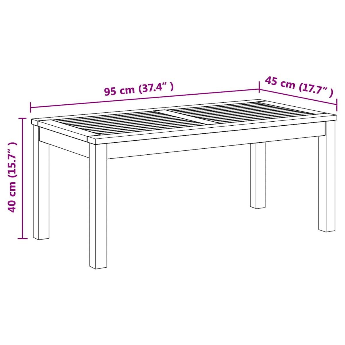 Bord 95 x 45 x 40 cm Massiv Teaktræ - Billede 10