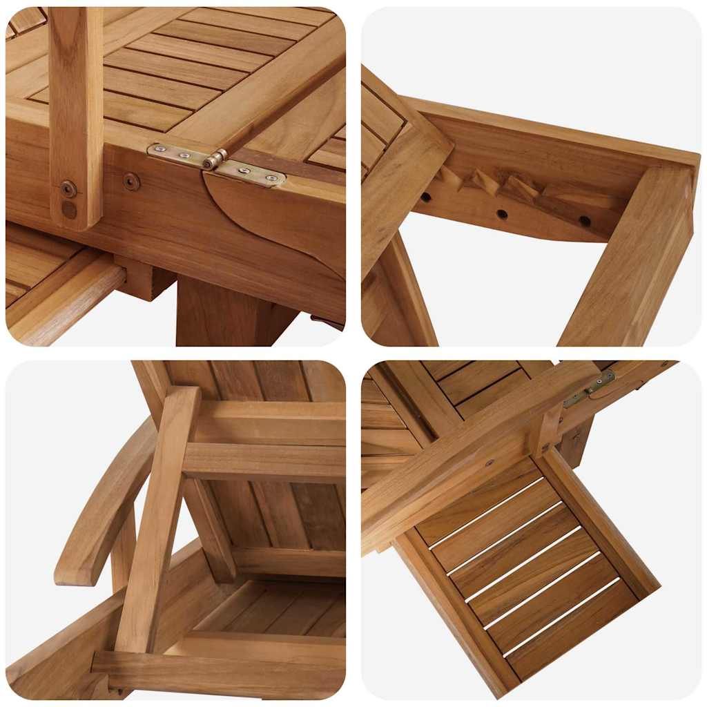 Ležalnik z blazino Rjava 195 x 59 x 78,5 cm Trden tikov les - slika 9