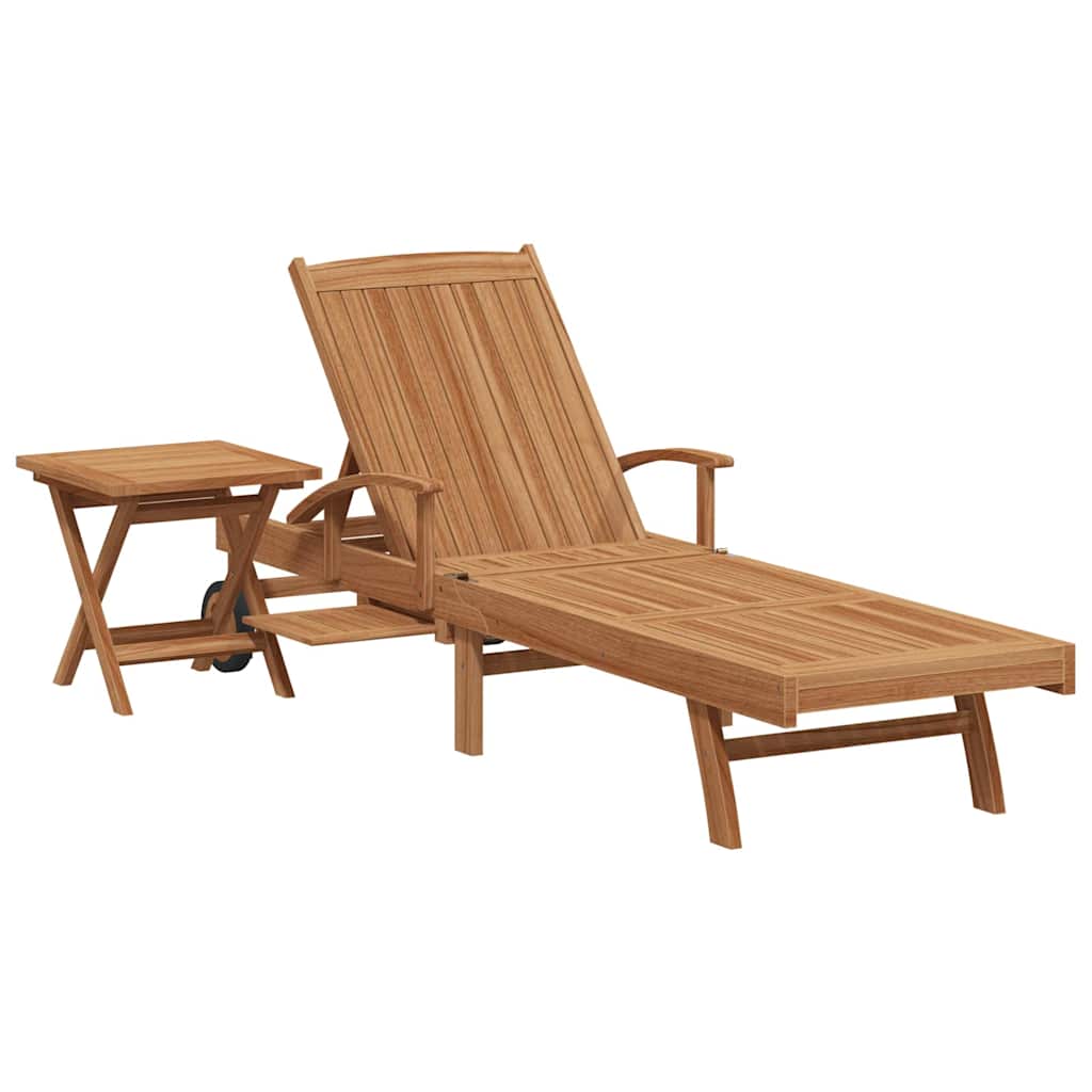 vidaXL Sonnenliege mit Kissen 1-Person 2 pcs Braun Massivholz Teak – Bild 2