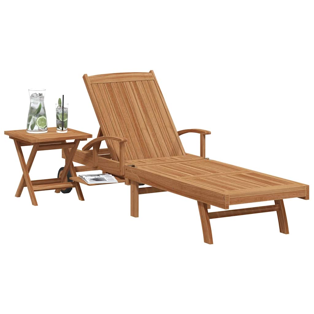 vidaXL Sonnenliege mit Kissen 1-Person 2 pcs Braun Massivholz Teak – Bild 3