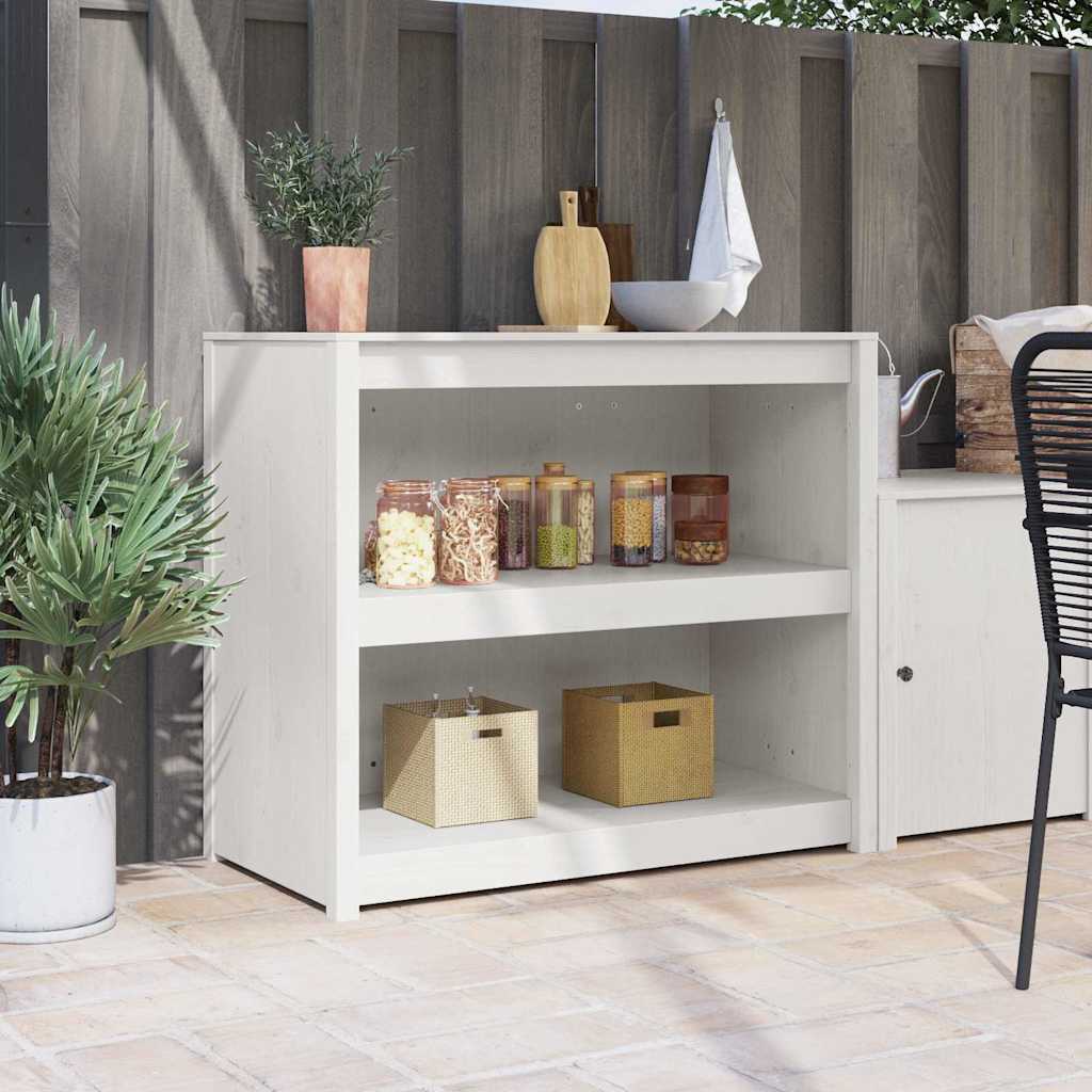 udendørs køkkenskab hvid 106x55x92 cm massivt fyrretræ